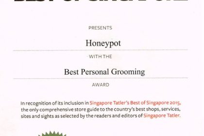 Honeypot Singapore Tatler Grooming Award